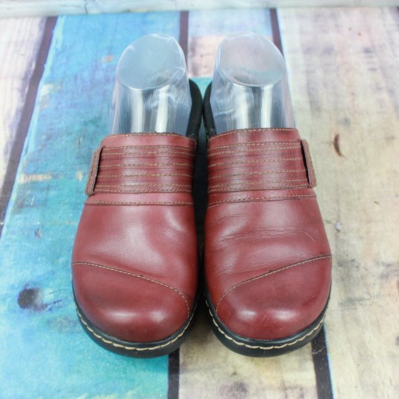 CLARKS Bendable's Leather Slip-On Clogs Size 8.5 M - Picture 5 of 9